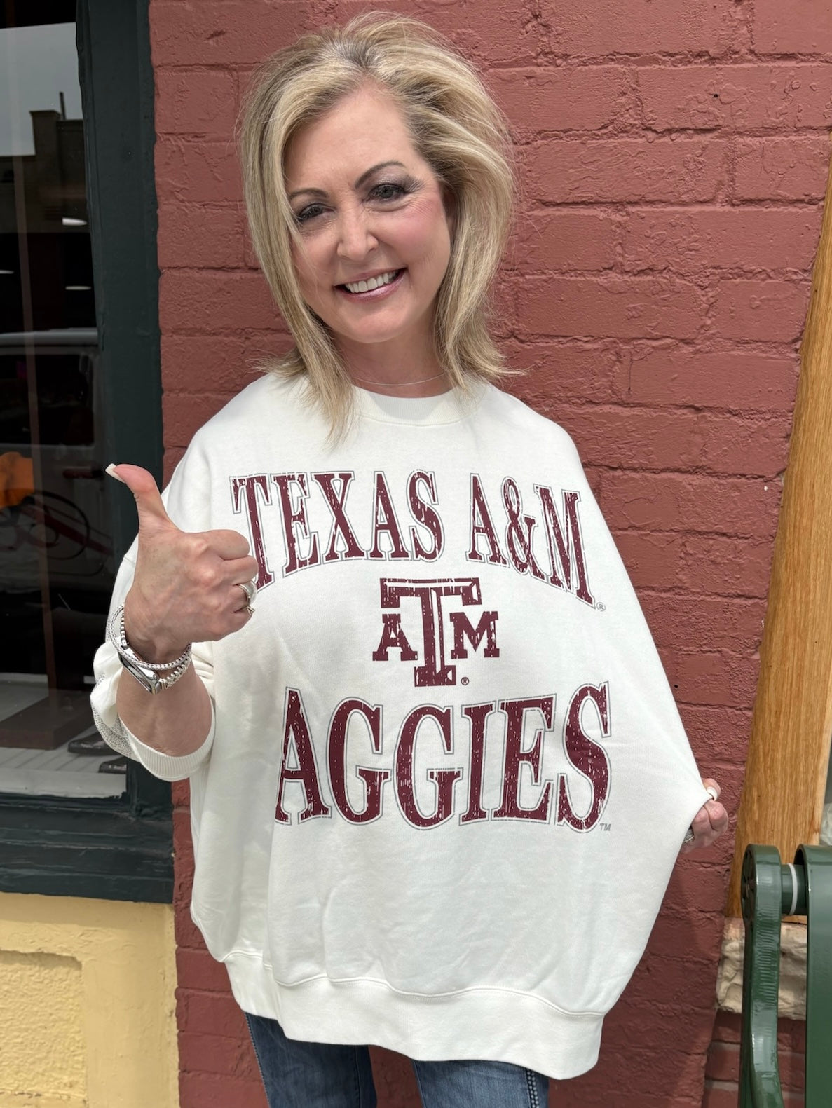Texas A&M Aggies Star Sleeve Oversized Sweatshirt at Ooh La La! in Grapevine TX 76051