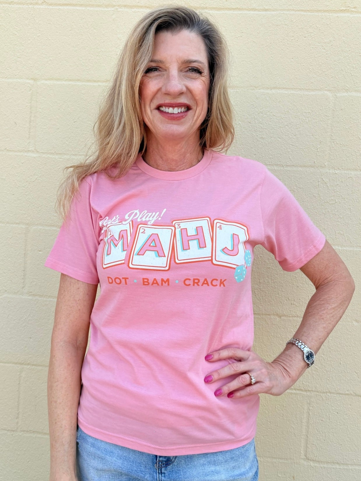Mahjong t-shirt, Let's Play Mahj, Mahjong apparel, game night shirt, gifts for mahjong players, vintage graphic tee, Dot Bam Crack shirt, Mahjong accessories, Southern Fried Design Barn.
at ooh la la! in Grapevine TX 76051
