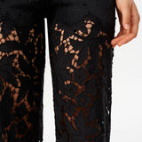 Bayeas High Rise Embroidered Floral Lace Wide Leg Jeans in Inkgauze black at ooh la la! in Grapevine TX 76051