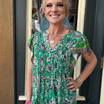 Olive Hill Flutter Sleeve Floral Button Up Blouse at ooh la la! in Grapevine TX 76051