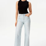 Valentine High Rise Straight Silver Stud Jeans at ooh la la! in Grapevine TX 76051