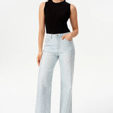 Valentine High Rise Straight Silver Stud Jeans at ooh la la! in Grapevine TX 76051