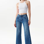 Mid Rise Wide Leg Jean with Dark Seam Detail at ooh la la! in Grapevine TX 76051