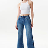Mid Rise Wide Leg Jean with Dark Seam Detail at ooh la la! in Grapevine TX 76051