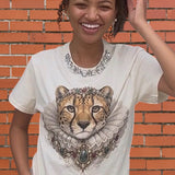 Boujie Sparkling Cheetah Tee with Rhinestone Neck