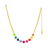 TOVA jewelry, Candy Crush rainbow colored crystal necklace, gold statement necklace, Canadian designer jewelry, Mini Sofia necklace, colorful crystal jewelry, antique gold necklace, luxury fashion accessories. at ooh la la! in Grapevine TX 76051