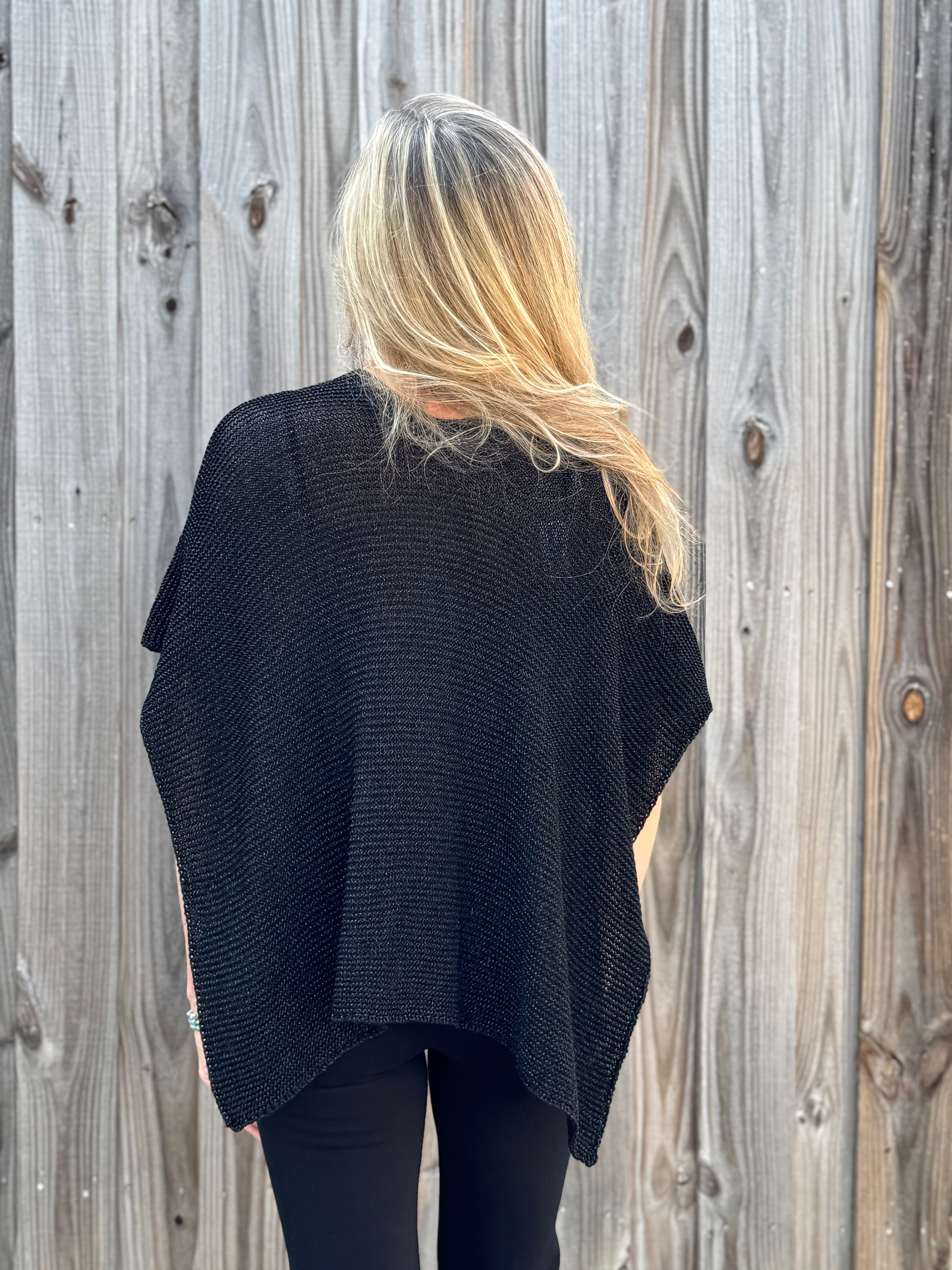 Ribbed Knit Wrap with Tab in black at ooh la la! in Grapevine TX 76051