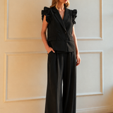Joh Wessa Palazzo Woven Pant in black at ooh la la! in Grapevine TX 76051