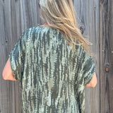 Made in Italy Satin Printed Pullover Blouse in Olive at ooh la la! in Grapevine TX 76051