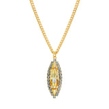 TOVA Alyssa Necklace featuring marquise-cut ultra canary crystal pendant on gold chain at ooh la la! in Grapevine TX 76051