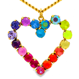 TOVA jewelry, heart necklace, rainbow crystal necklace, gold heart pendant, colorful jewelry, Canadian made jewelry, Candy Crush necklace, dainty heart necklace at ooh la la! in Grapevine TX 76051
