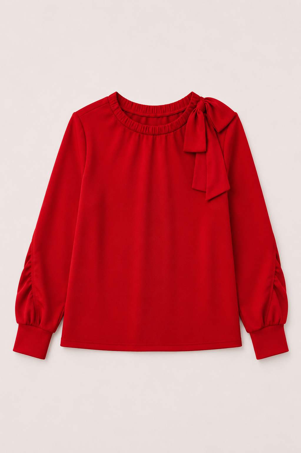 Joh Karl Knit Bow-Tie Shoulder Top in Red at ooh la la! in Grapevine TX 76051
