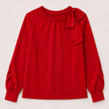 Joh Karl Knit Bow-Tie Shoulder Top in Red at ooh la la! in Grapevine TX 76051