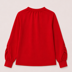 Joh Karl Knit Bow-Tie Shoulder Top in Red at ooh la la! in Grapevine TX 76051