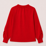 Joh Karl Knit Bow-Tie Shoulder Top in Red at ooh la la! in Grapevine TX 76051