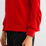 Joh Karl Knit Bow-Tie Shoulder Top in Red at ooh la la! in Grapevine TX 76051