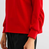 Joh Karl Knit Bow-Tie Shoulder Top in Red at ooh la la! in Grapevine TX 76051