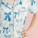 Sweet Dreams Blue Bow Pajama Shorts Set at ooh la la!  in Grapevine TX 76051