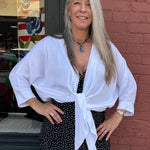 Made in Italy Tie Front Batwing Cardigan in white at ooh la la! in Grapevine TX 76051