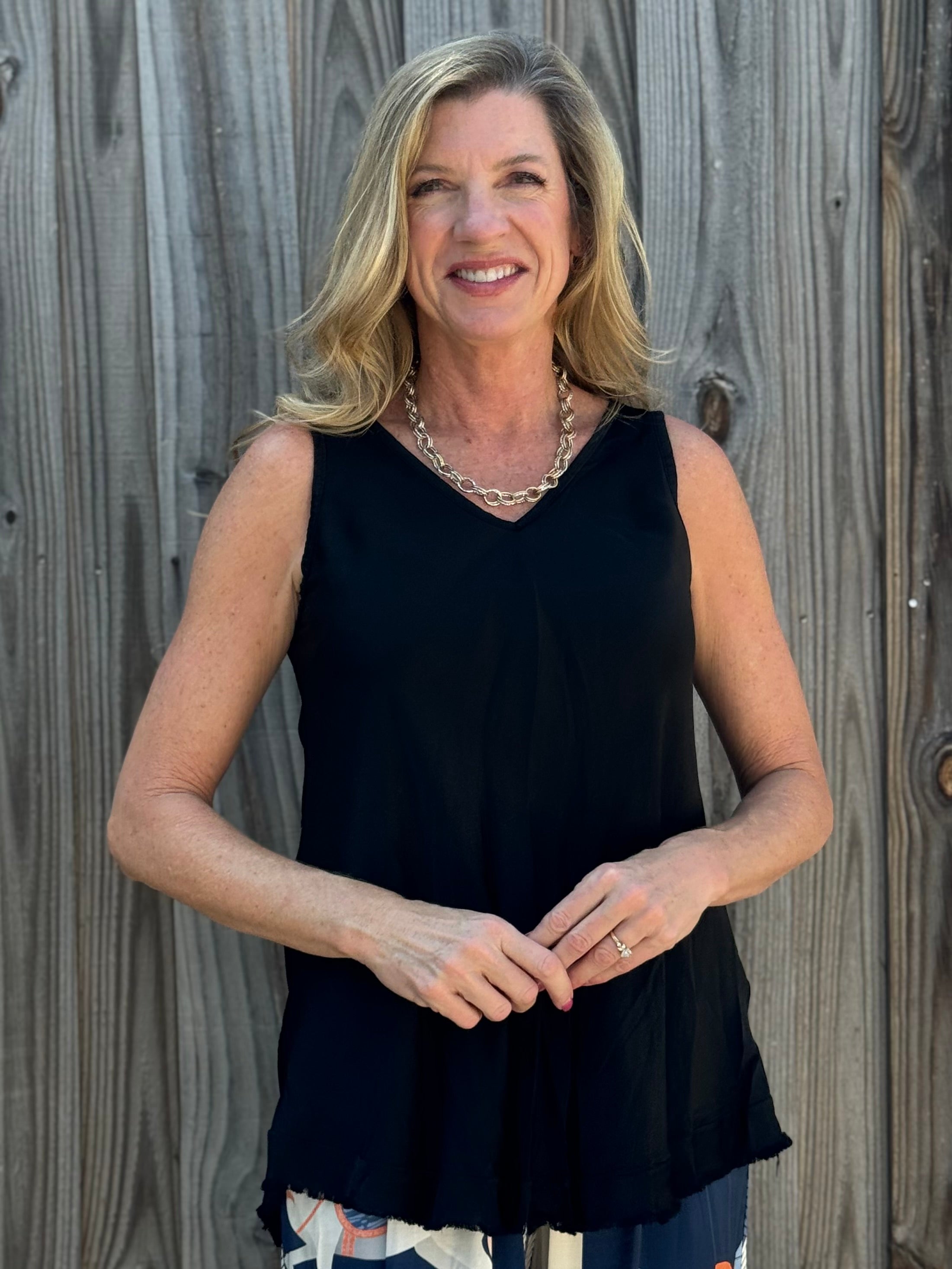 Satin V-Neck Tank Top