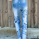 Rose Printed Straight Leg Jeans at ooh la la! in Grapevine TX 76051