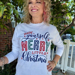 Merry Little Christmas Long Sleeve Tee in white at ooh la la! in Grapevine TX 76051