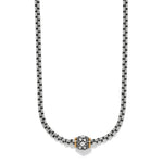 Brighton Meridian Solis Hem Necklace with crystal pavé bead on silver box chain at ooh la la! in Grapevine TX 76051