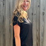 Molly Bracken Metallic V-Neck knit top in black at ooh la la! in Grapevine TX 76051