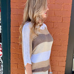 Glitter Stripe Boat Neck Sweater in taupe at ooh la la! in Grapevine TX 76051