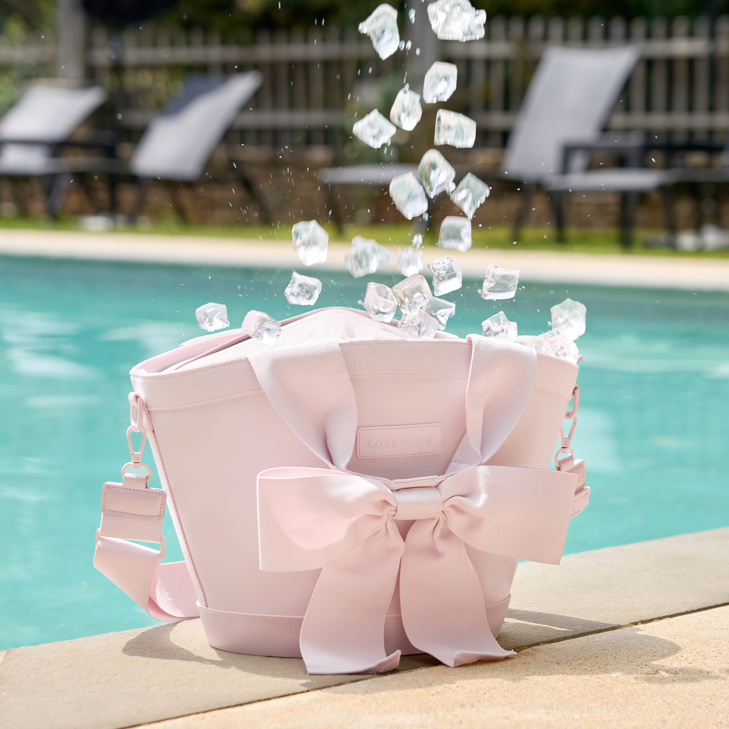 Case-Mate Ballet Pink Bow 7 Liter Jelly Cooler Tote with crossbody strap at ooh la la! in Grapevine TX 76051