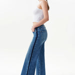 Mid Rise Wide Leg Jean with Dark Seam Detail at ooh la la! in Grapevine TX 76051