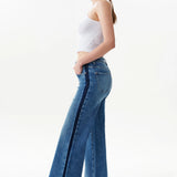 Mid Rise Wide Leg Jean with Dark Seam Detail at ooh la la! in Grapevine TX 76051