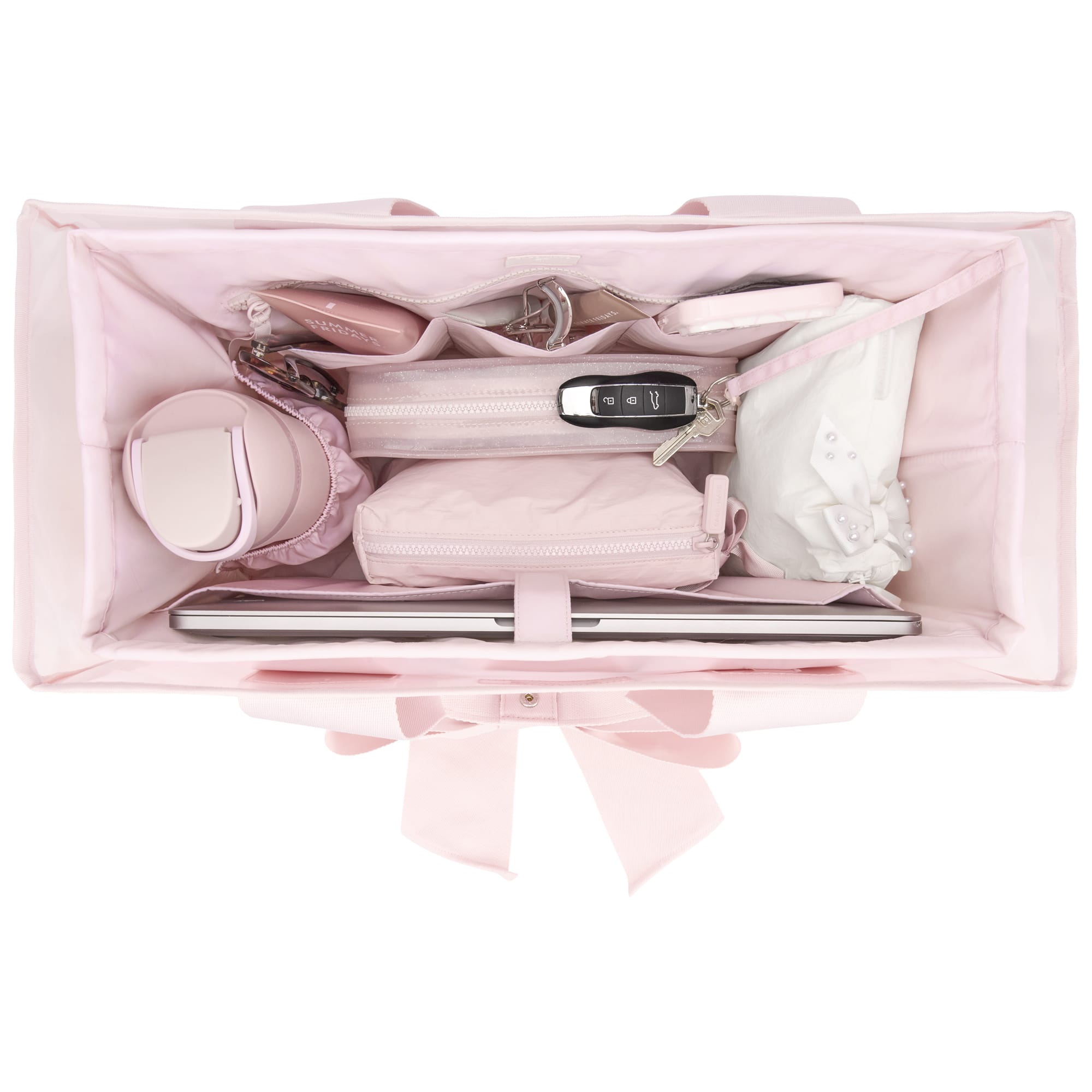 Case-Mate Ballet Pink tote bag organizer insert with multiple compartments and zipper pocket at ooh la la! in Grapevine TX 76051