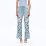 High Rise Lace Front Straight Leg Jeans in light blue at ooh la la! in Grapevine TX 76051