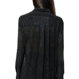 Queen of Sparkles Black Silk Rhinestone Button Up Top at ooh la la! in Grapevine TX 76051