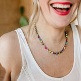 TOVA jewelry, crystal statement necklace, Sarina POP, colorful choker, premium crystal jewelry, brass base necklace, boutique fashion accessories, luxury layering necklace at ooh la la! in Grapevine TX 76051

