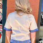 Knit Floral Stripe Trim Button Top at ooh la la! In Grapevine TX 76051