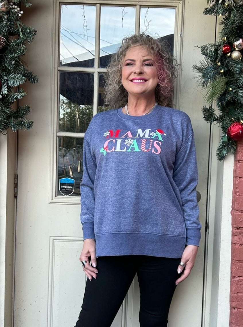 FINAL SALE Mama Claus Burnout Sweatshirt ooh la la