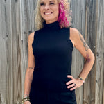 Molly Bracken Turtleneck Sleeveless Sweater in black at ooh la la! in Grapevine TX 76051