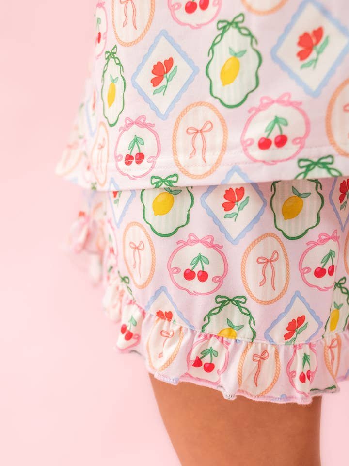 Fruit Cocktail Pajamas Short Set with Ruffle at ooh la la! in Grapevine TX 76051