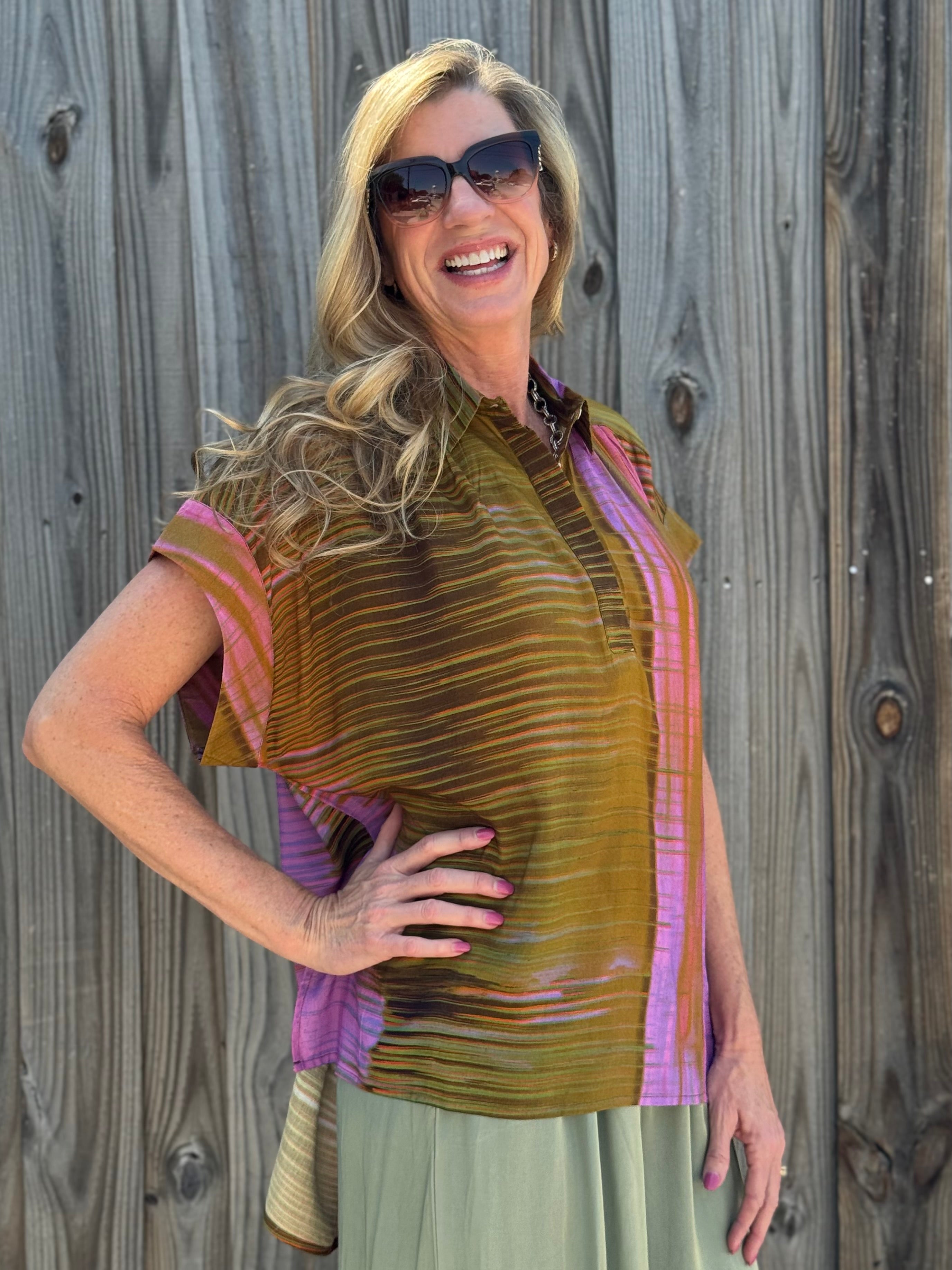 Wild Orchid Cap Sleeve Hi-Lo Top at ooh la la! in Grapevine TX 76051