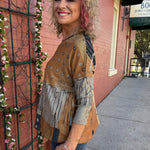 Knit V-neck Tunic in Camel/Grey melange at ooh la la! in Grapevine TX 76051