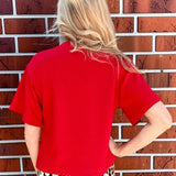 Soft Scuba Solid Crew Neck Tee In red at ooh la la! in Grapevine TX 76051