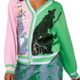 Wicked X Queen of Sparkles Colorblock Glinda & Elphaba Button Up Cardigan at ooh la la! in Grapevine TX 76051
