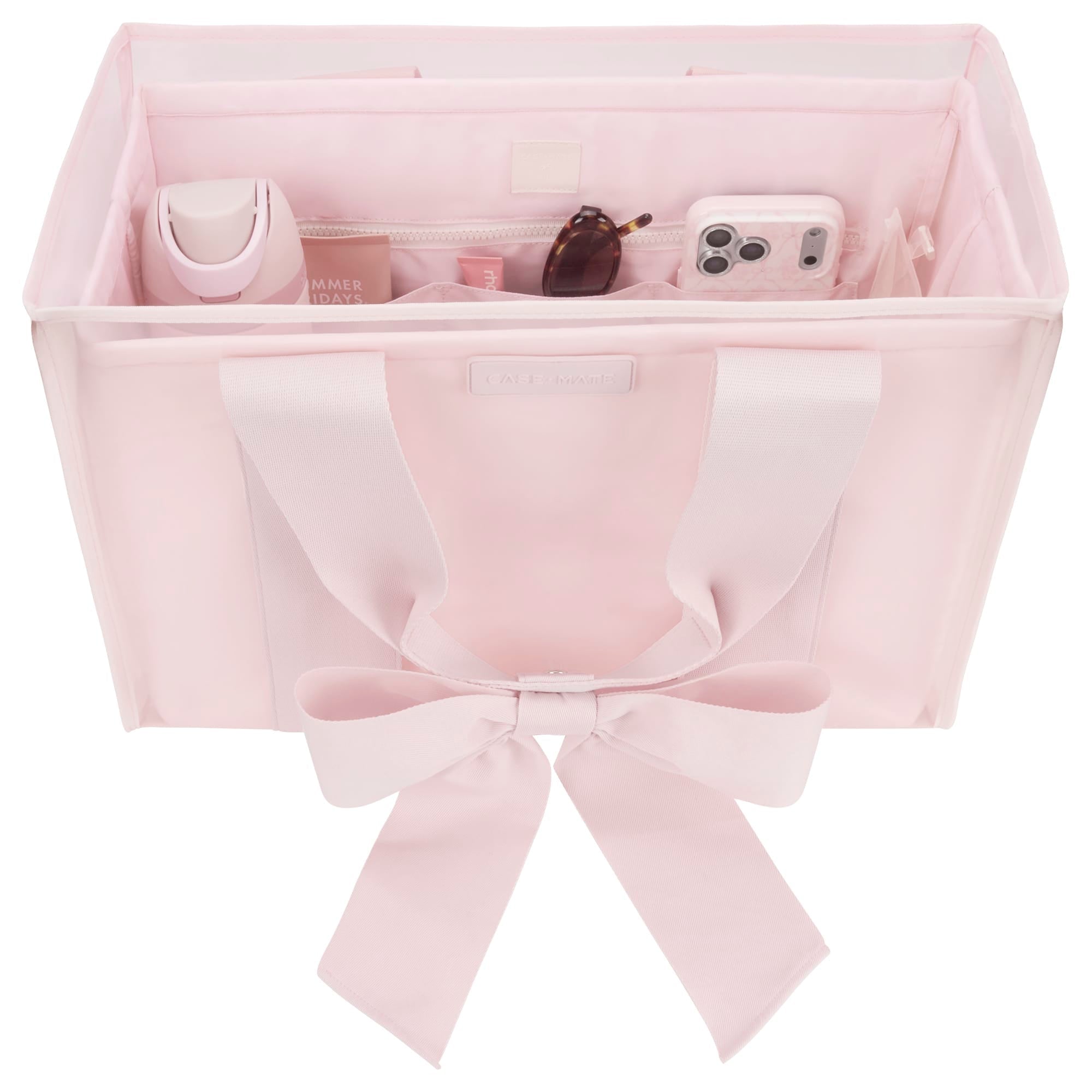 Case-Mate Ballet Pink tote bag organizer insert with multiple compartments and zipper pocket at ooh la la! in Grapevine TX 76051