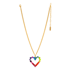 TOVA jewelry, heart necklace, rainbow crystal necklace, gold heart pendant, colorful jewelry, Canadian made jewelry, Candy Crush necklace, dainty heart necklace at ooh la la! in Grapevine TX 76051