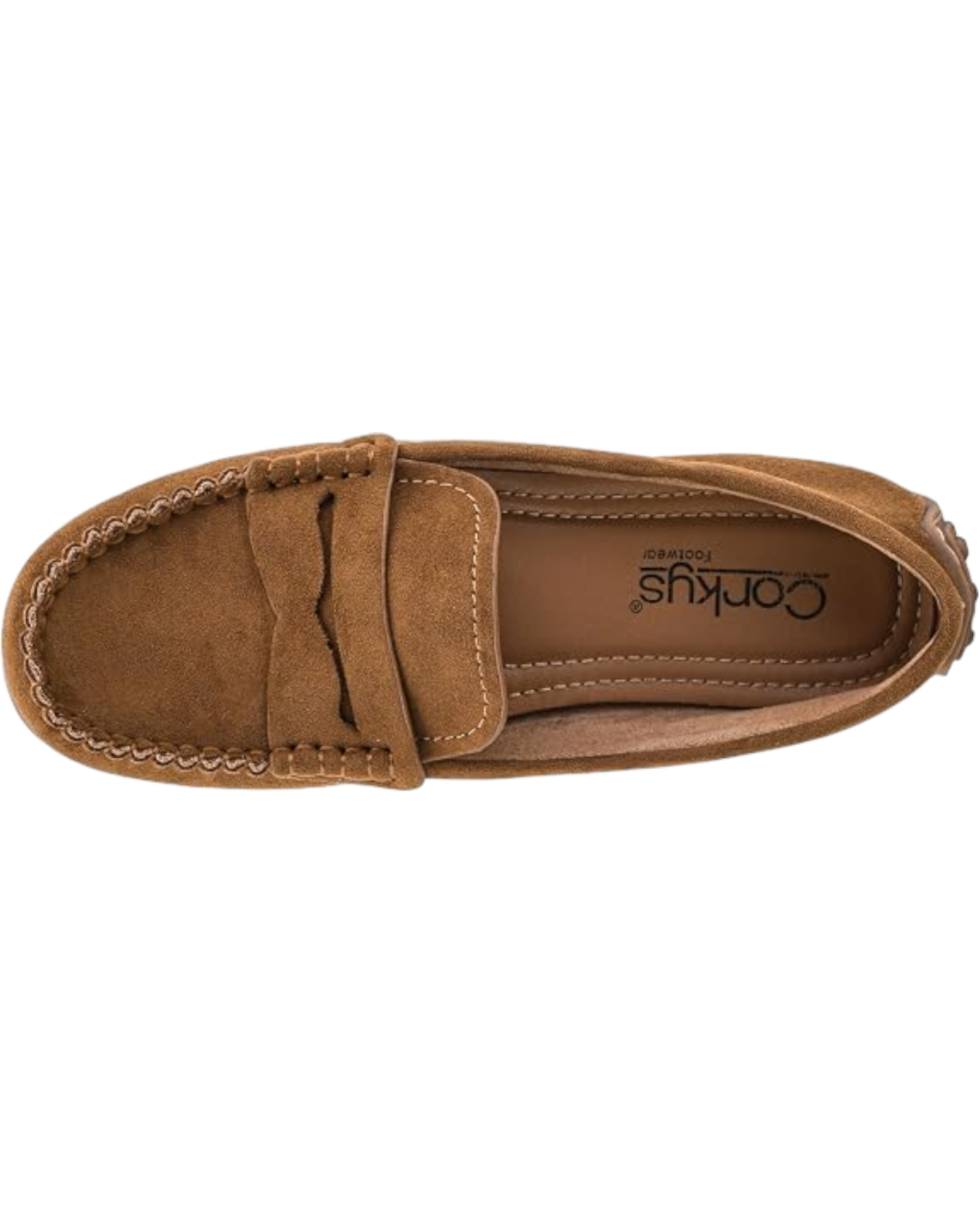 Corky's Penny for Your Thoughts Moccasin Loafer - Camel Faux Suede at ooh la la! in Grapevine TX 76051