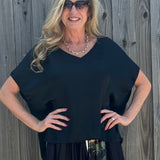 Satin Solid Pullover Blouse