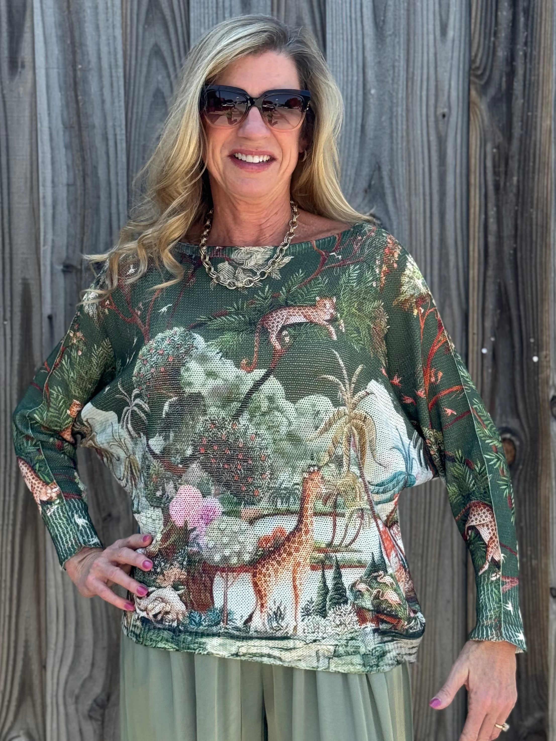 Storybook Jungle Batwing Sweater at ooh la la! in Grapevine TX 76051