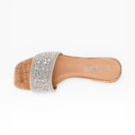 Corky's Our Lil Secret rhinestone sandal with cork sole and nude strap